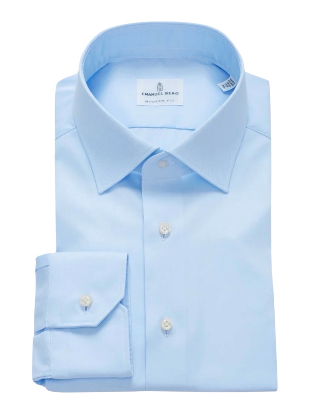 Emanuel Berg Classic Fit Mr Crown Luxury Dress Shirt Blue Cotton Mens 16 M/L